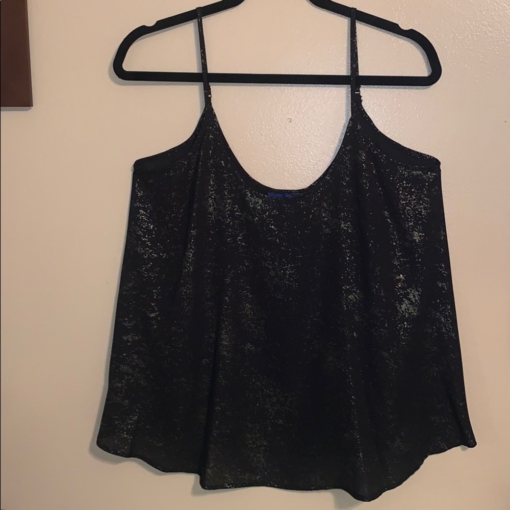 Sheer Flounce Cami | Black W/ Gold Shimmer